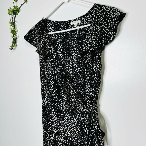 Max Studio Black Cream Pink Wrap Ruffle Maxi Dress - Picture 2 of 9